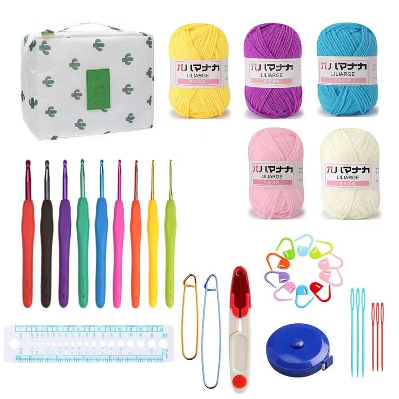 Crochet Knitting Kit, 1 Set Crochet Knitting DIY Supplies for Beginner, Knitting Tool Accessories for Women's Gifts, Gift Sets for Girly Girls, Summer Gifts