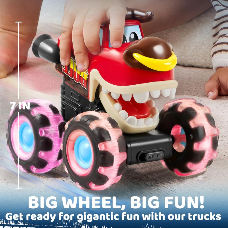  Christmas 2024 Gifts 3 Pack Monster Truck Toy, Motion Activated Light-Up Cars, Press & Go Cars for Boys Girls