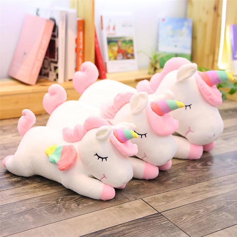 Unicorn Design Plush Toy, Cute Soft Pink Unicorn Plushie with Rainbow Wings, Stuffed Animal Pillows Toy, Home Decor