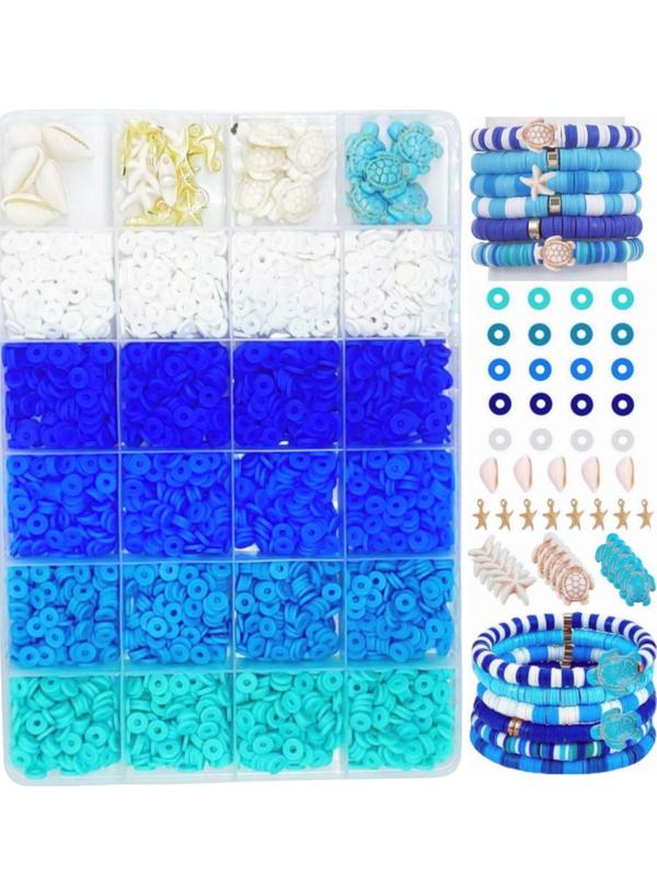 Boho Style Multicolor Beads & Turtle & Shell & Starfish Design Charms, 1 Box 24 Color Beads & Pendants, DIY Jewelry Making Supplies for Bracelet & Necklace & Earrings