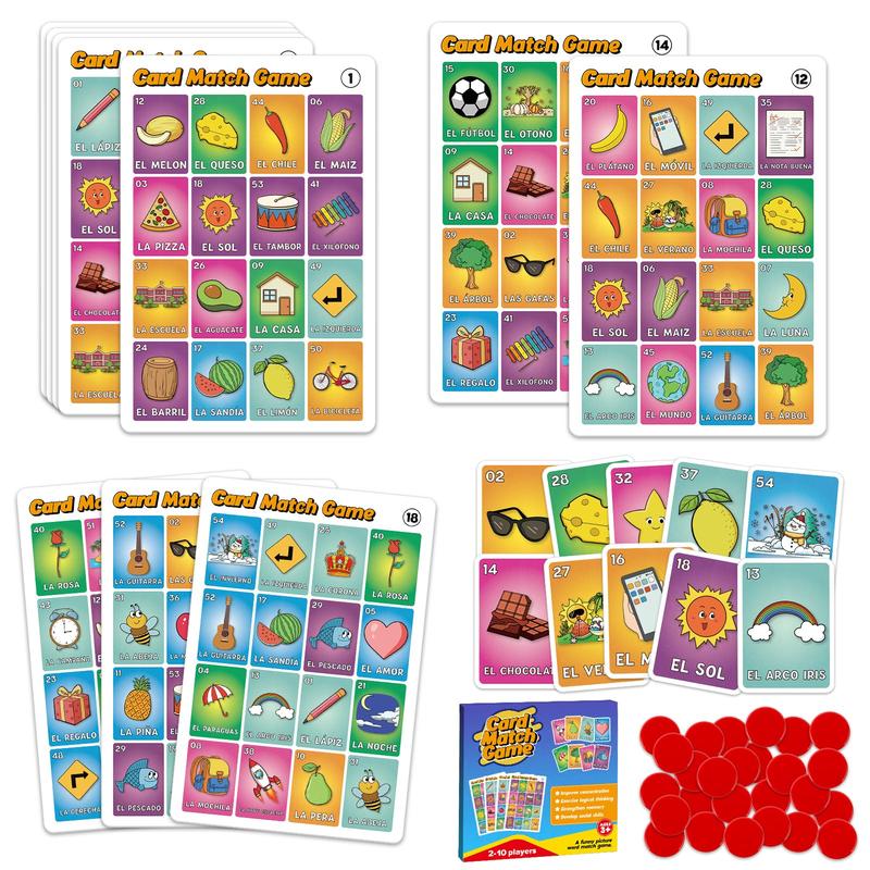 Loteria Mexican Bingo, Juegos de Mesa,  Great for Learning Spanish Sight Word, Matching and Sequencing, Early Education Activities, Family Board Games