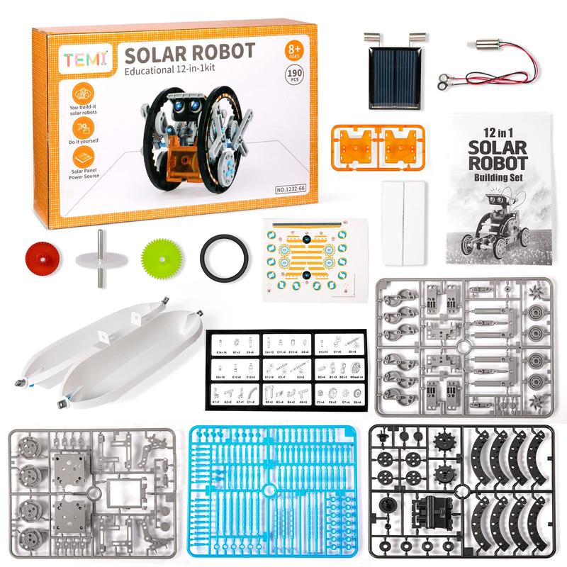 Christmas Gift STEM Solar Robot Kit , 12-in-1 Educational STEM Science Experiment Toys, Solar Powered Building Kit DIY for