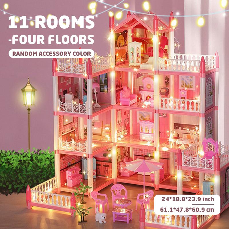 11rooms Doll House For Girls Playhouse Dollhouse Toy Set,A Perfect DIY Pretend Play House Toy, On Christmas & Birthdays, Thanksgiving Day