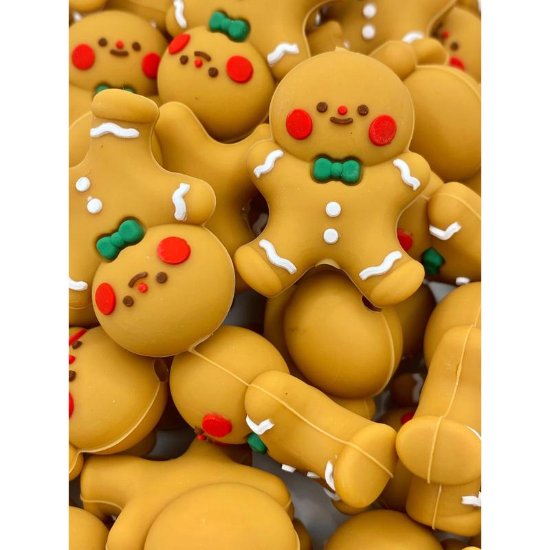 Let's Get Baked 3D Silicone Focal Beads | Gingerbread Man Bead | Christmas Beads