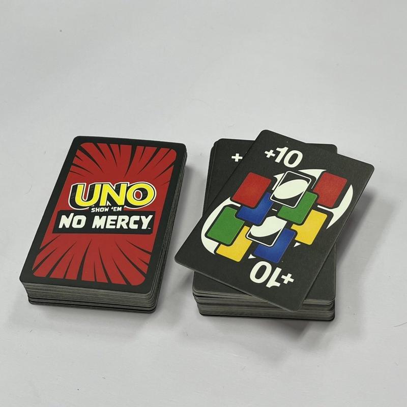 UNO NO MERCY PLUS: Ultimate Party Game With Extra Cards & Tougher Penalties, UNO 192 and 165 card game, +100 difficult rules, Fast Shipping, Premium UNO Card Set, TOP BOARD GAME.