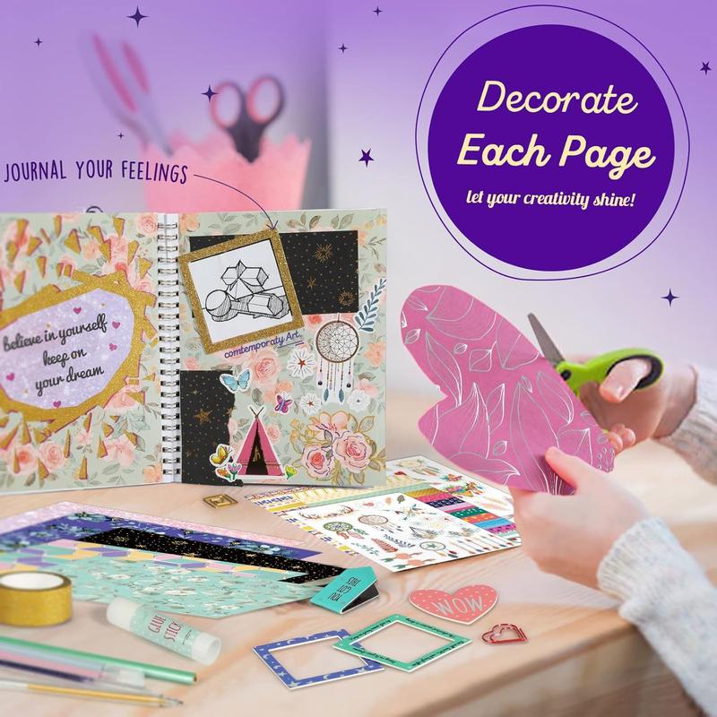 2-Pack DIY Journal Kit - 150+Pcs Gifts for Girls Ages 8 9 10 11 12 Year Old - Birthday Easter Gifts for Girls - Art and Crafts for Kid - Christmas Gifts for Teen Girls-Scrapbook Set