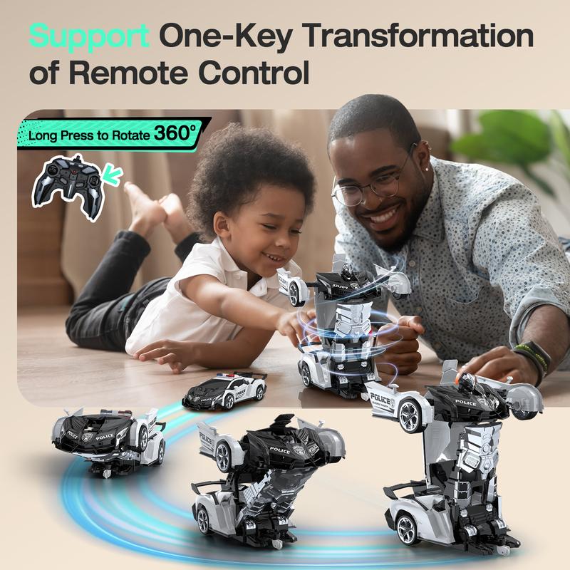 BlackFriday Transform Robot RC Car Toy, 2.4GHz Remote Control Car with Flashing Light, 1:18 Scale Deformation &360° Rotating Drifting RC Toy Car Gift for Children