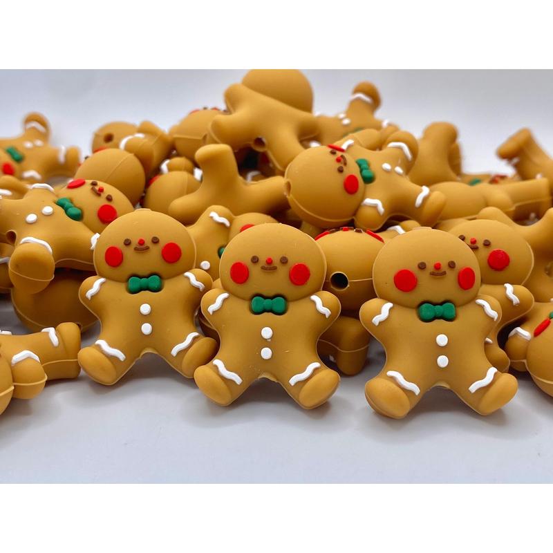 Let's Get Baked 3D Silicone Focal Beads | Gingerbread Man Bead | Christmas Beads