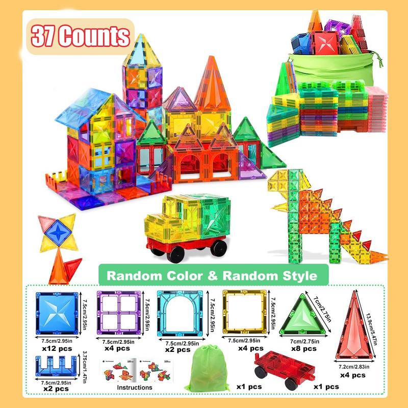 Random Color and Random Style Tiles Building Blocks Toy Set, 25pcs 37pcs set Stem Colorful Building Blocks Kit, Learning DIY Construction Set