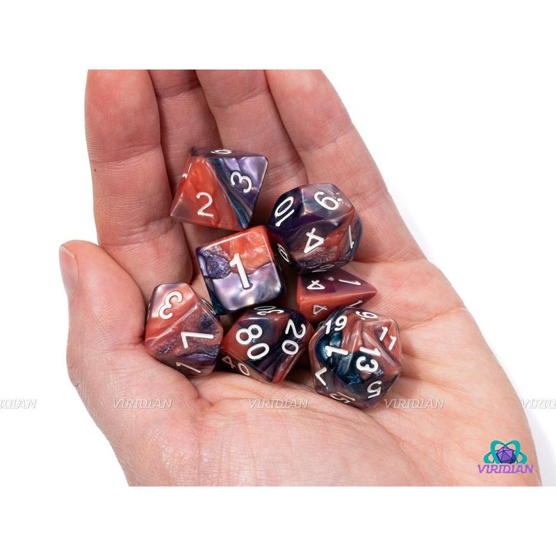 Double Bubble | Pink and Purple Swirled Acrylic Dice Set (7) | Dungeons and Dragons (DnD)