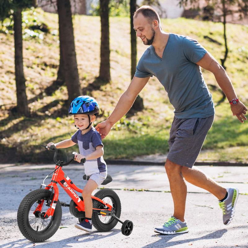 A14117 Kids' Bike 14 Inch Wheels, 1-Speed Boys Girls Child Bicycles For2-4Years, With Removable Training Wheels Baby Toys, Front V Brake, Rear Holding Brake