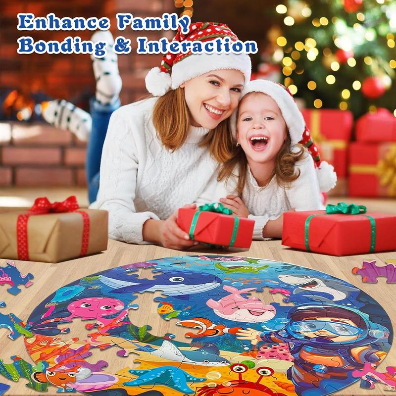 Puzzles for Kids Ages 4-6, Large 70 count Round Ocean Floor Puzzles for Kids Ages 3-5, Kids Puzzles 4-6 with Colorful Underwater World, Educational Learning Toys for Kids 3, 4, 5, 6, 7, 8