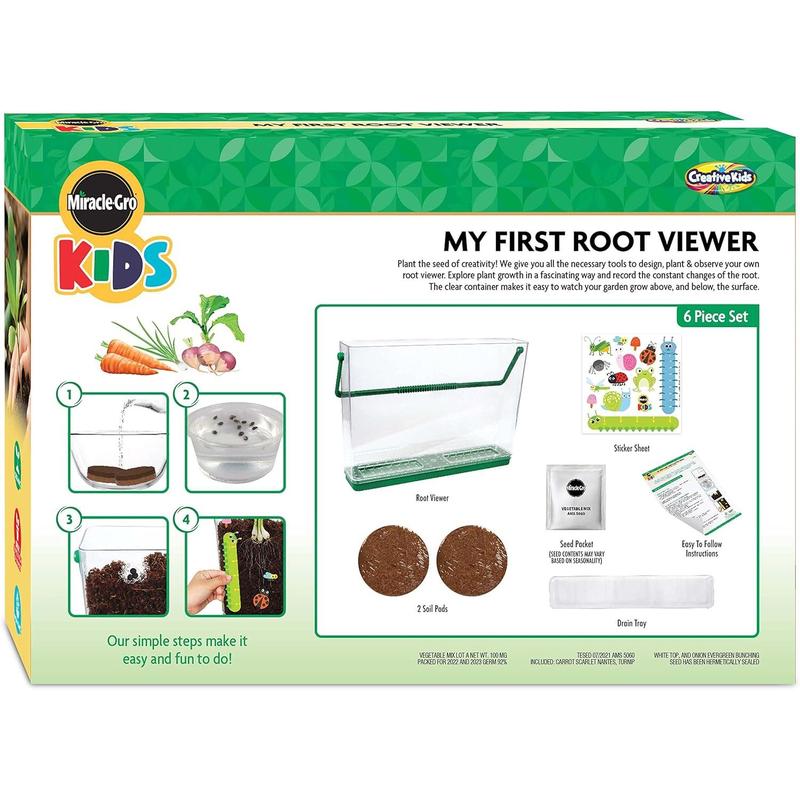 My first root viewer - decorate and grow your own garden - children's stem kit - including soil and vegetable seeds - science education youth and children's gardening kit, 6 years old and above, multi-color