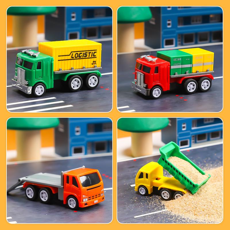 4 PCS Pull Back Car, Construction Truck Vehicle Playset Educational Pretend Play Party Favors(Styles May Vary)