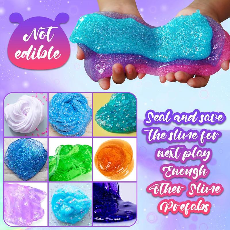 Mermaid Slime Kit for Girls 10+ Years, Glow in The Dark Butter Slime DIY Making Kit, Premade Fluffy Glitter Cloud Christmas Valentine Toy, Kids Birthday Party Favor Friendsgiving Gifts Crafts