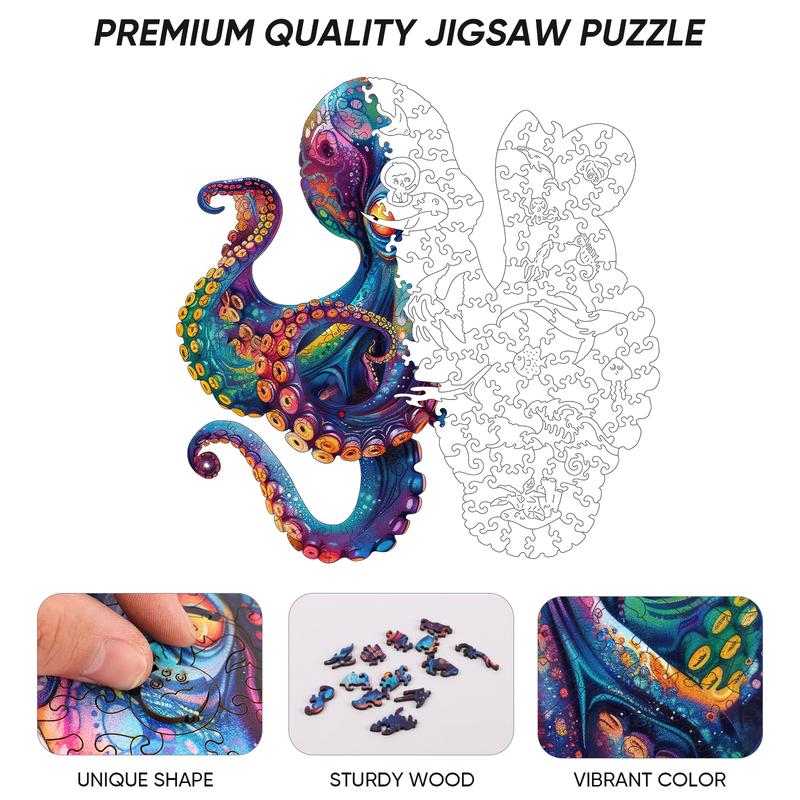 Wooden Puzzles, Squidward Jigsaw Puzzles, Unique Shaped Wooden Puzzle for Adults and Kids, Christmas Gift Family Game Laser Cut