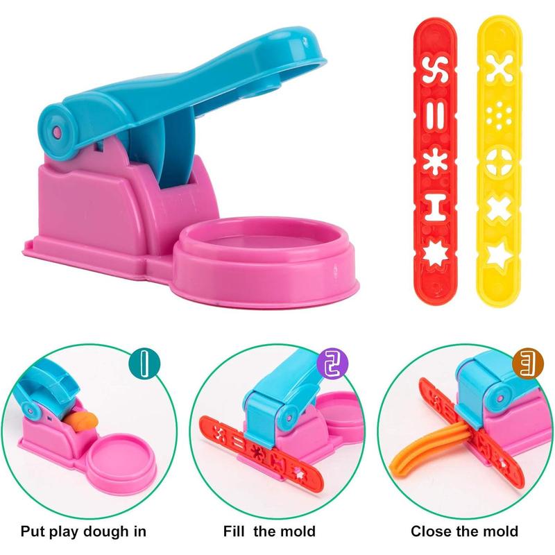 Dough Tools for s, 46Pcs Dough Toys Include Play Food Molds - Cupcakes, Ice Cream, Noodle, Play Bulk Pack with Roller, Cutters, Scissor, Dough Mat and Storage Bag Gifts (Tools)