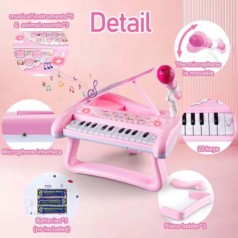 Children's Piano Toy Keyboard, Musical Instrument Toy with Microphone, Multi-use Educational Toys for Kids