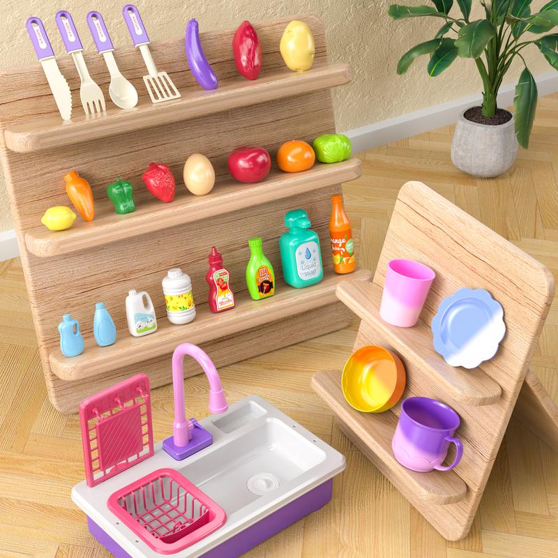 Play Kitchen Sink Toys swith Running Water-Pretend Play Dishes Play House black friday gift