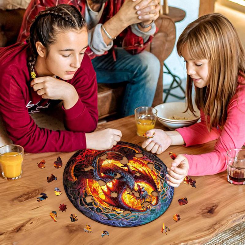 Fiery Dragon-2 Wooden Jigsaw Puzzle for Kids and Adults