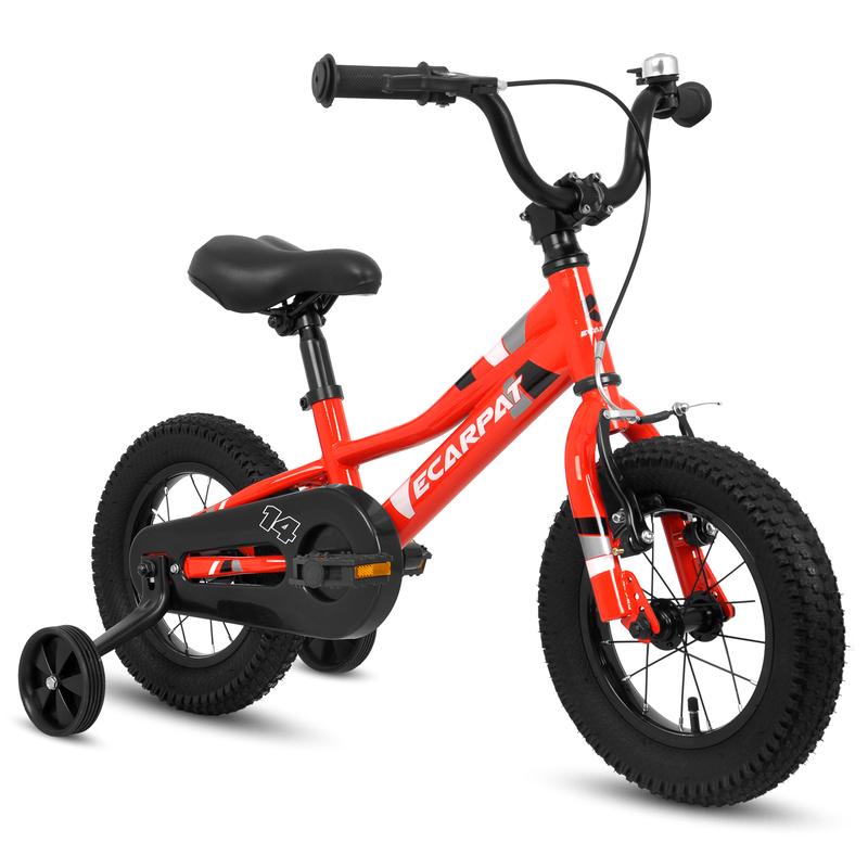 A14117 Kids' Bike 14 Inch Wheels, 1-Speed Boys Girls Child Bicycles For2-4Years, With Removable Training Wheels Baby Toys, Front V Brake, Rear Holding Brake