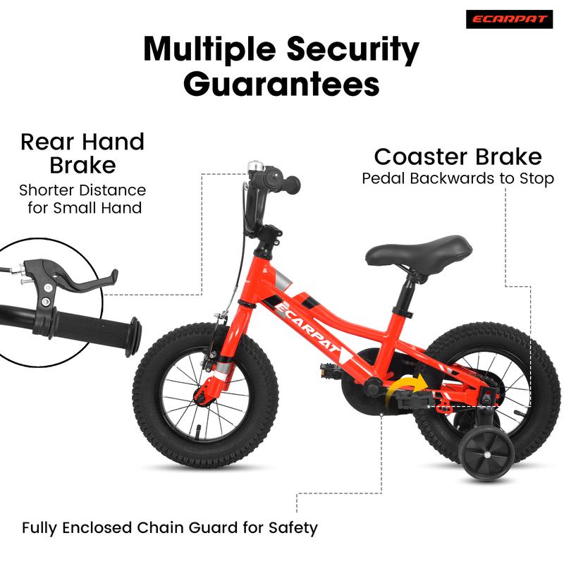 A14117 Kids' Bike 14 Inch Wheels, 1-Speed Boys Girls Child Bicycles For2-4Years, With Removable Training Wheels Baby Toys, Front V Brake, Rear Holding Brake