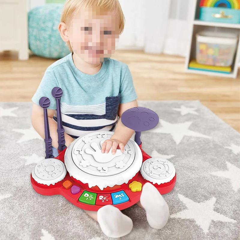 Kids Drum Set Toy for Kids, Musical Toys with Light for Girl Boy, Montessori Toys for Christmas Birthday Gifts