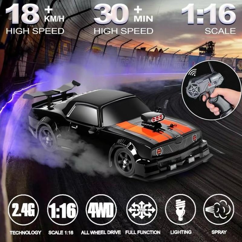 RC Drift Cars with Realistic Smoke Exhaust, 30+ Minutes Battery Life, 4 Color Options kid boy stunt car  Christmas gift rcoffroad