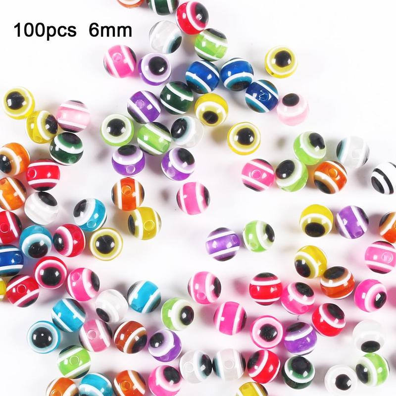 Fishing Lure Eye Bead, 100pcs Random Color Fishing Line Bead, Evil Eye Bead, Round Evil Eye Loose Beads Charm for Earring Bracelet Necklace Jewelry Making, Flyfishing, Solocamping, picnicaesthetic