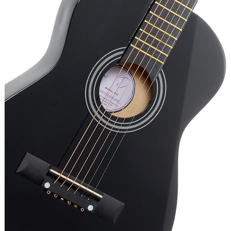 30-inch Beginner Acoustic Guitar Package (Black), Basic Starter Kit w Gig Bag, Strings, Strap, Tuner, Picks