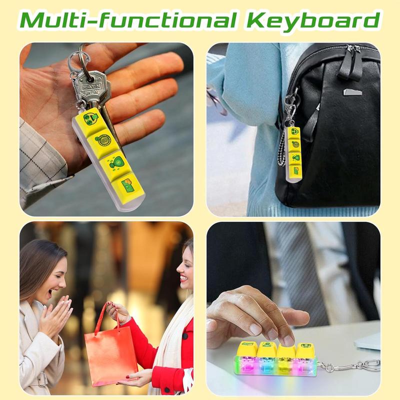 Keyboard Fidget Toys Adults Fidget Keyboard Clicker with LED Light Keychain Sensory Toys for Anxiety Stress Relief