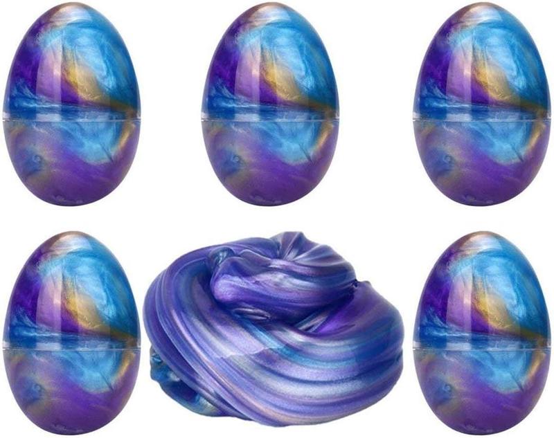 5 Pack Slime Eggs Stress Relief Toys for Kids Boys Girls Christmas Stocking Stuffers Gifts Party Favors (Blue+Purple+Gold)