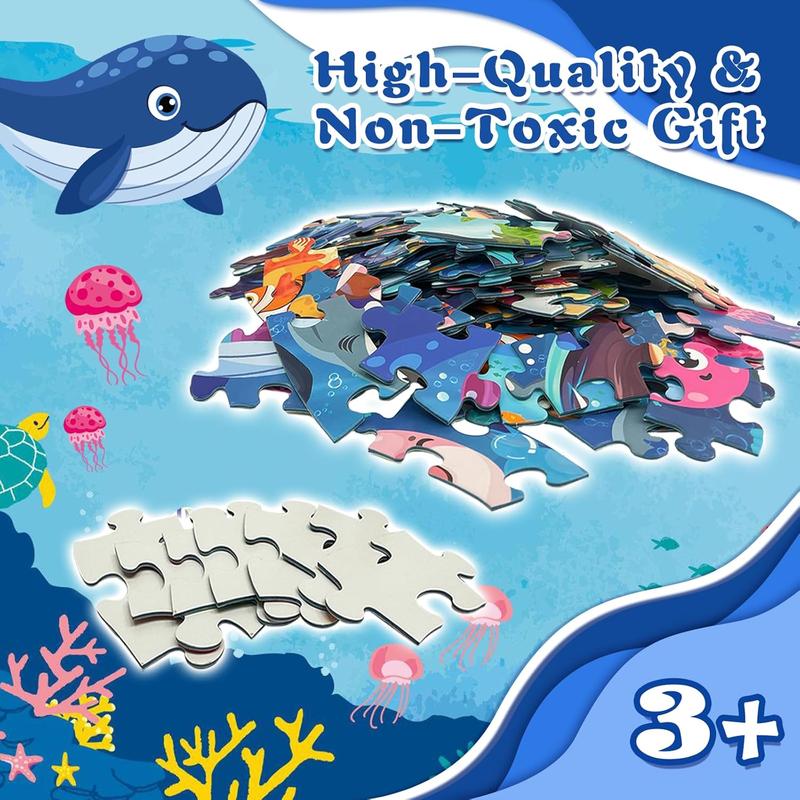 Puzzles for Kids Ages 4-6, Large 70 count Round Ocean Floor Puzzles for Kids Ages 3-5, Kids Puzzles 4-6 with Colorful Underwater World, Educational Learning Toys for Kids 3, 4, 5, 6, 7, 8