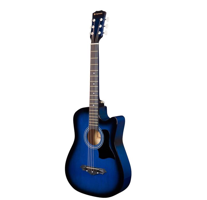 38 inch blueburst beginner acoustic guitar kit,bundle with a strap with picks holder,digital tuner, set strings, capo,cleaning cloth,6 picks,gig bag.(JG-38C,BLS)