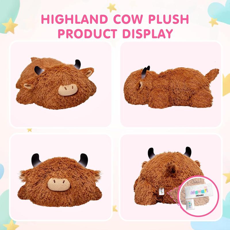 Weighted Highland Cow Plush, Weighted Stuffed Animals 4.0 Lbs, Weighted Cow Plush for Kids, Highland Cow Stuffed Animals, Weighted Plush Toy Birthday Gifts for Women, Girls and Males (23 inch)