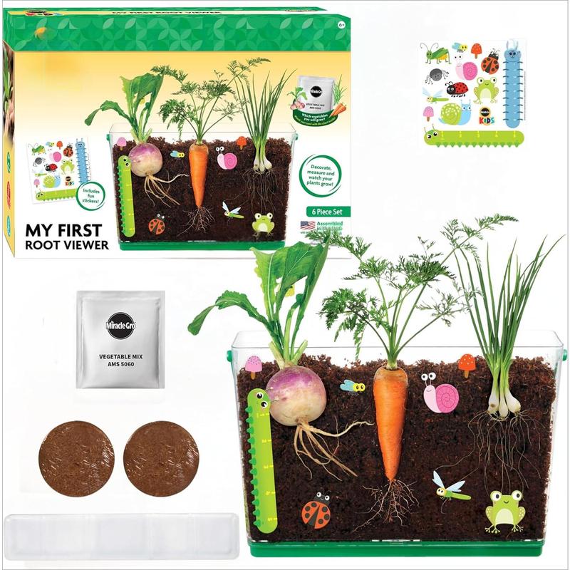 My first root viewer - decorate and grow your own garden - children's stem kit - including soil and vegetable seeds - science education youth and children's gardening kit, 6 years old and above, multi-color