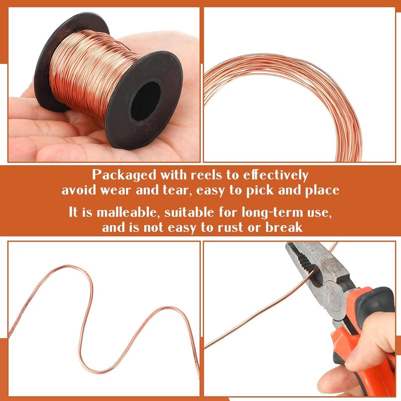 100ft Copper Wire for Gardening, Electroculture, Bonsai, Jewelry Making Beading DIY Craft Pure Bare Copper Wire Spool (24 Gauge, 0.019'' Diameter)