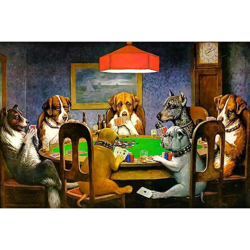 500 Pieces Jigsaw Puzzles for Adults Wooden Jigsaw Puzzle Dogs Playing Poker Puzzles DIY Home Decor Wall Art Game Toy Gift for Family Dad Mom Wife Friends,21 * 15 inches