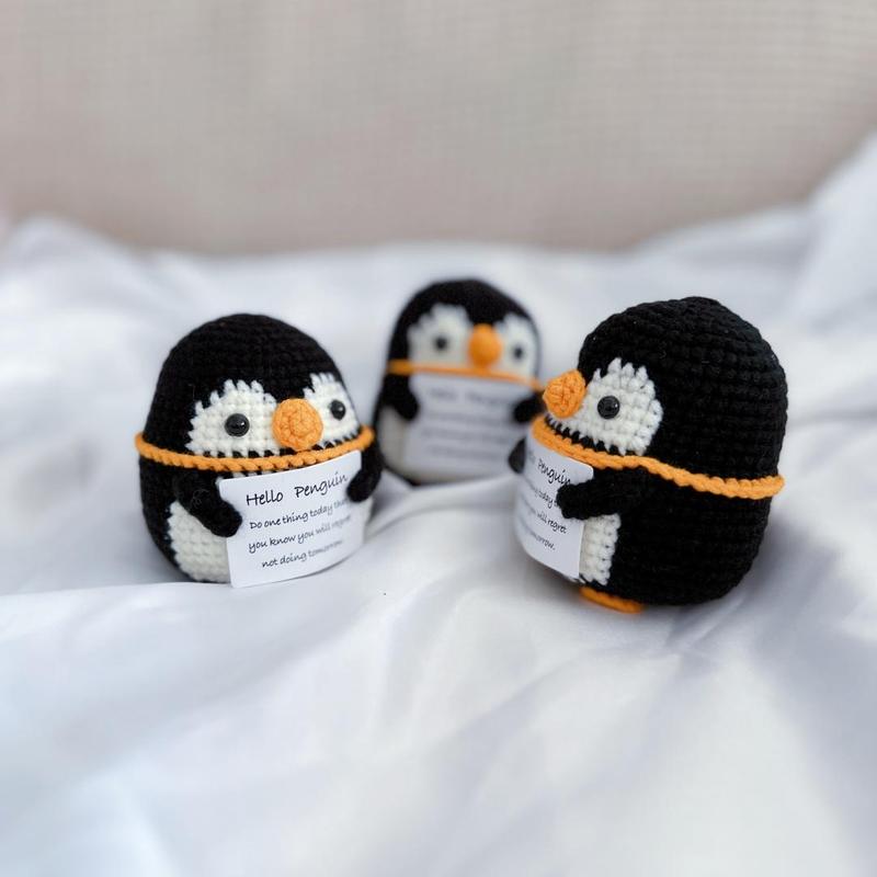 Cute Positive Penguin Design Knitting Toy, DIY Knitting Toy, DIY Handmade Knitting Toy for Birthday Gift