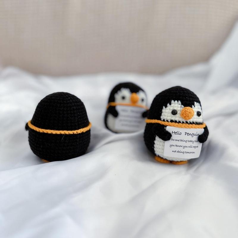 Cute Positive Penguin Design Knitting Toy, DIY Knitting Toy, DIY Handmade Knitting Toy for Birthday Gift