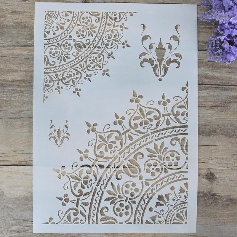 Mandala Pattern A4 Painting Template, Reusable Hollow Out DIY Drawing Template, Scrapbooking Painting for Wood Canvas Floor Wall