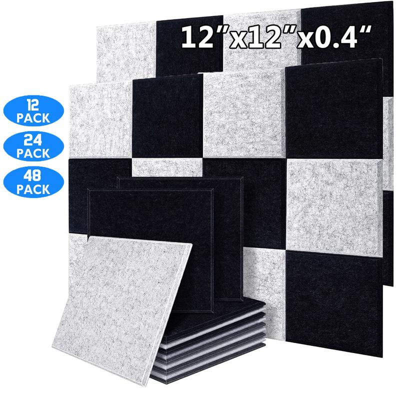 12~48 Pack Acoustic Panels Sound Noise Proof Absorbing Wall Tiles Panels 12