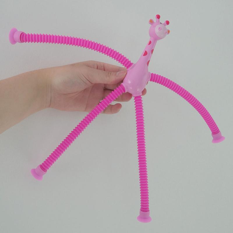 Cute Giraffe Stretch Tube Toy Telescopic Giraffe Colorful Suction Cup Sensory Toy