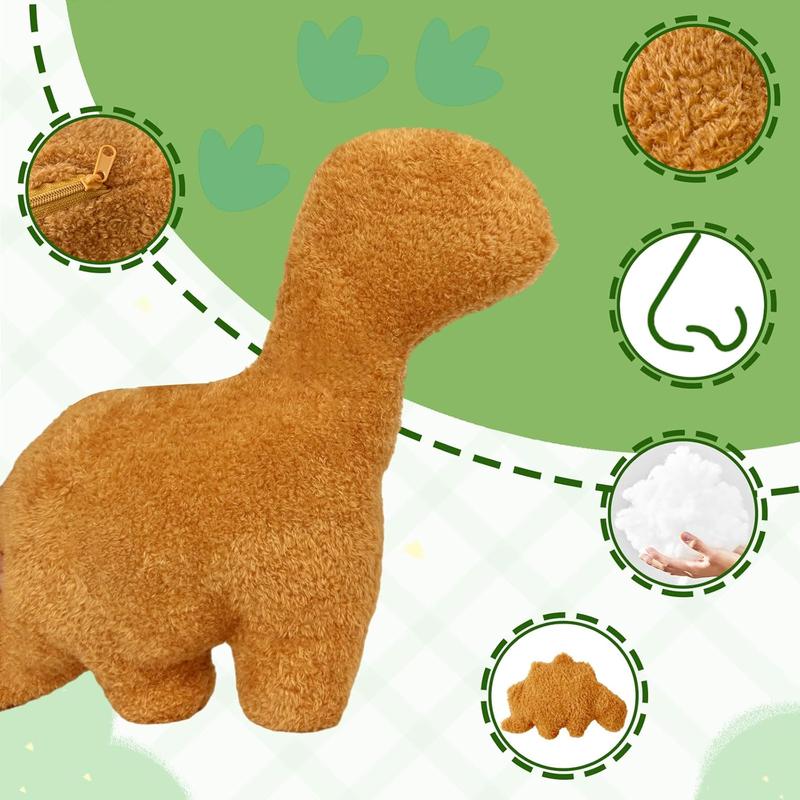 4 Pcs Dino Nugget Pillow Set,Large Chicken Nugget Plush with 3 Small Dinosaur Plush Toys,Dino Stuffed Animal for Birthday Gift Party Favors