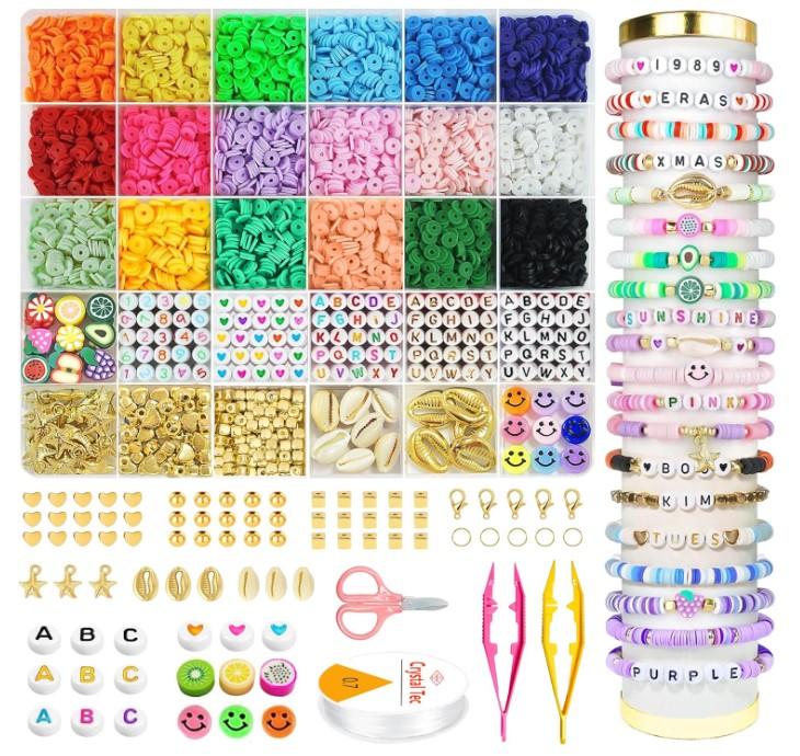 5300 Clay Beads Bracelet Making Kit - Preppy Friendship Jewelry Making Bracelets | Arts and Crafts for Kids Ages 8-12,Toys for 3 4 5 6 7 8 9 10 Year Old Girl Birthday Gift,Stuff Supplies for 5-7