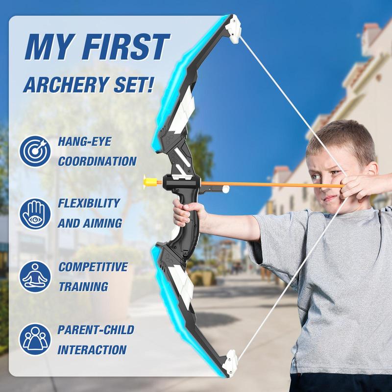 Bow & Arrow Toy Set, 1 Set LED Light Up Shooting Toy Set, Indoor & Outdoor Shooting Game Toy, Birthday Gift for Boys & Girls, Christmas Gift