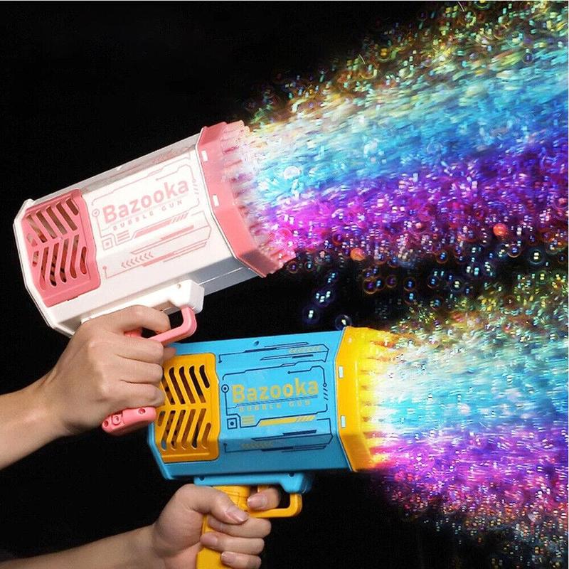 Bubble Machine Gun with 69 Holes and Colorful Lights Bubble Maker Machine