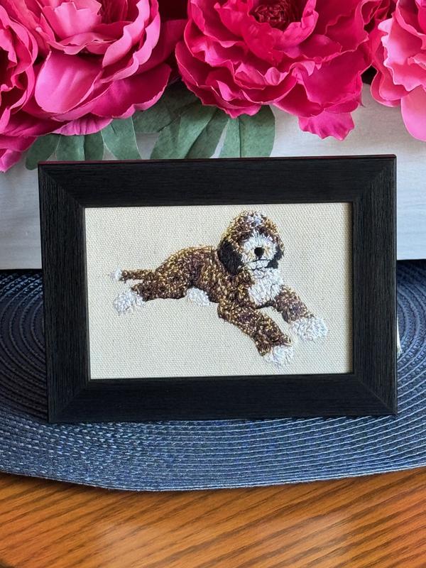 Doodle Dog Machine Embroidered and Framed!  Other Designs and Breeds Available! pet dog