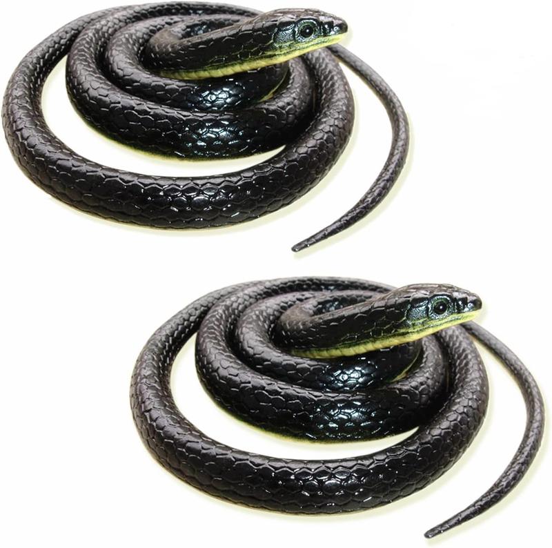 Realistic Fake Rubber Snake Black Snake Toys That Look Real Prank Stuff Cobra Snake 49 Inch Long (2pack)