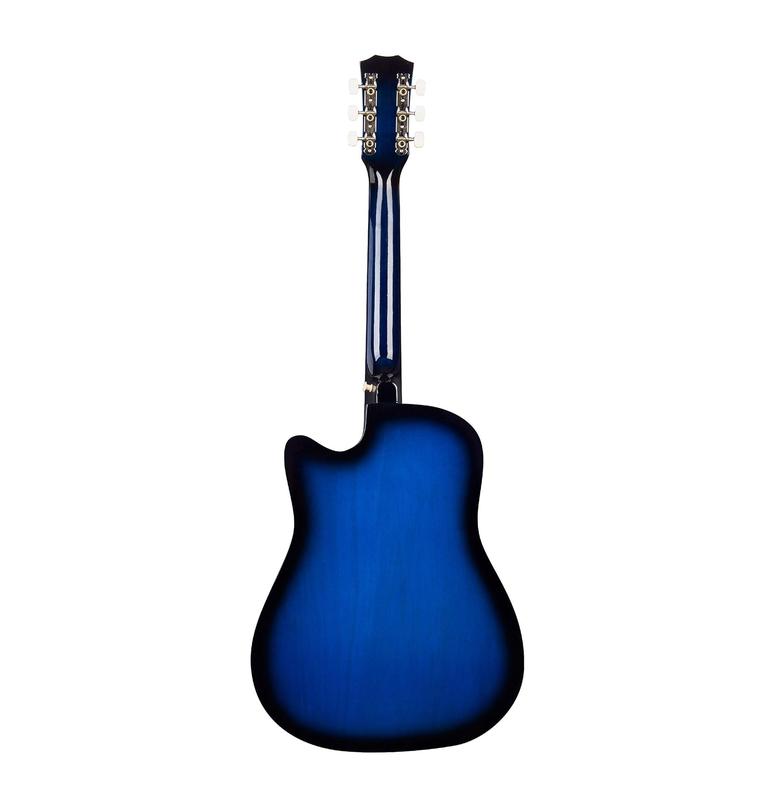 38 inch blueburst beginner acoustic guitar kit,bundle with a strap with picks holder,digital tuner, set strings, capo,cleaning cloth,6 picks,gig bag.(JG-38C,BLS)